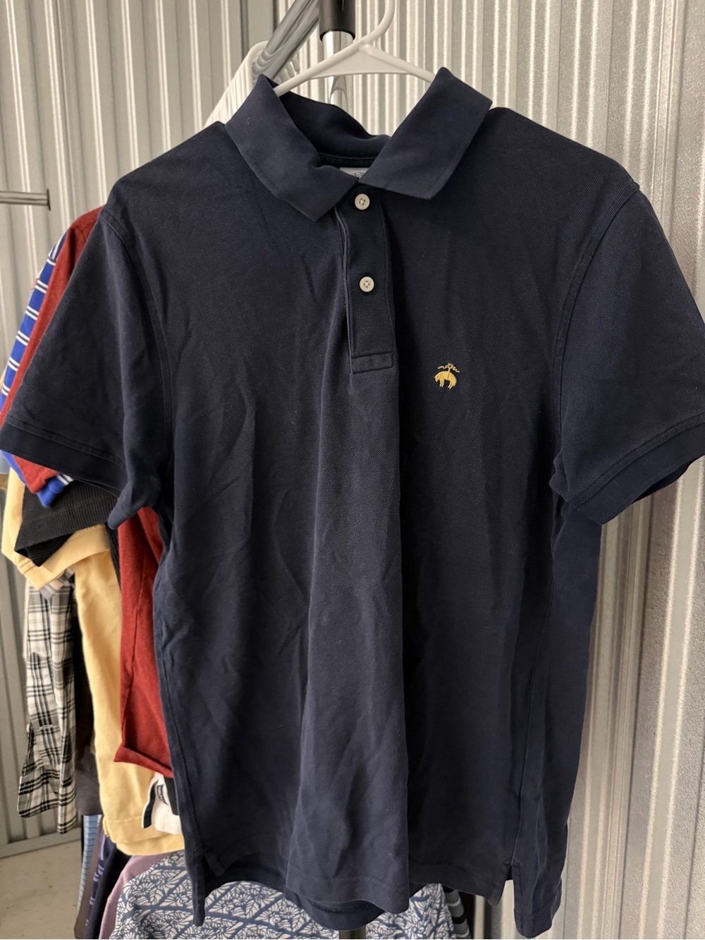 Brooks Brothers Navy Polo with Gold Bee Logo